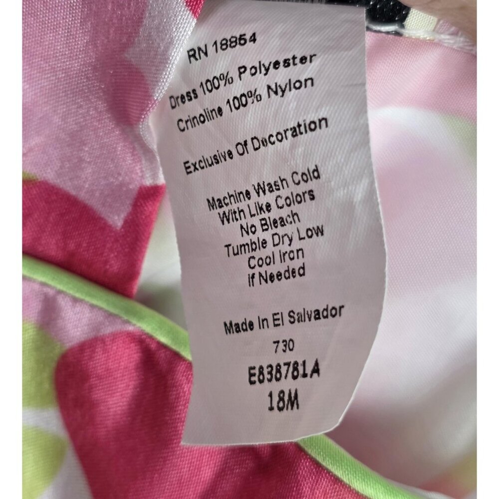 Rare Editions Dress Girls 18M Pink Tulip Floral Fit & Flare Party Spring Easter - Picture 4 of 11